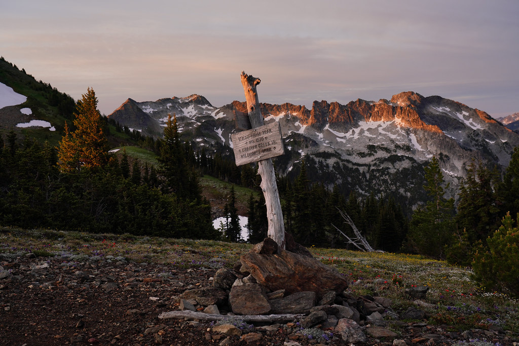 Sunrise at Ladies Pass (you can the progress of the sun on the sign)