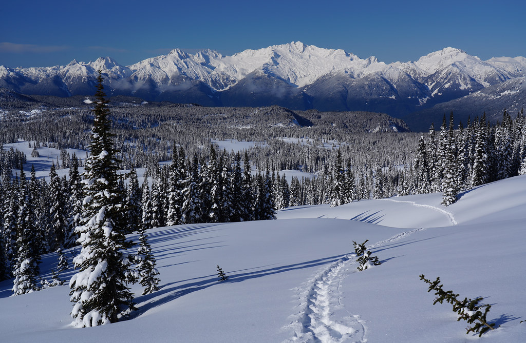 Approaching Black Tusk with views of Taylor Meadows and the Tantalus Range