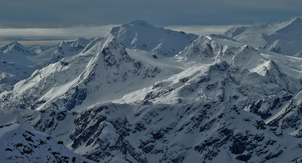 In-shuck-ch Mountain, Nivalis (center back), Mount Sir Richard (rightmost)