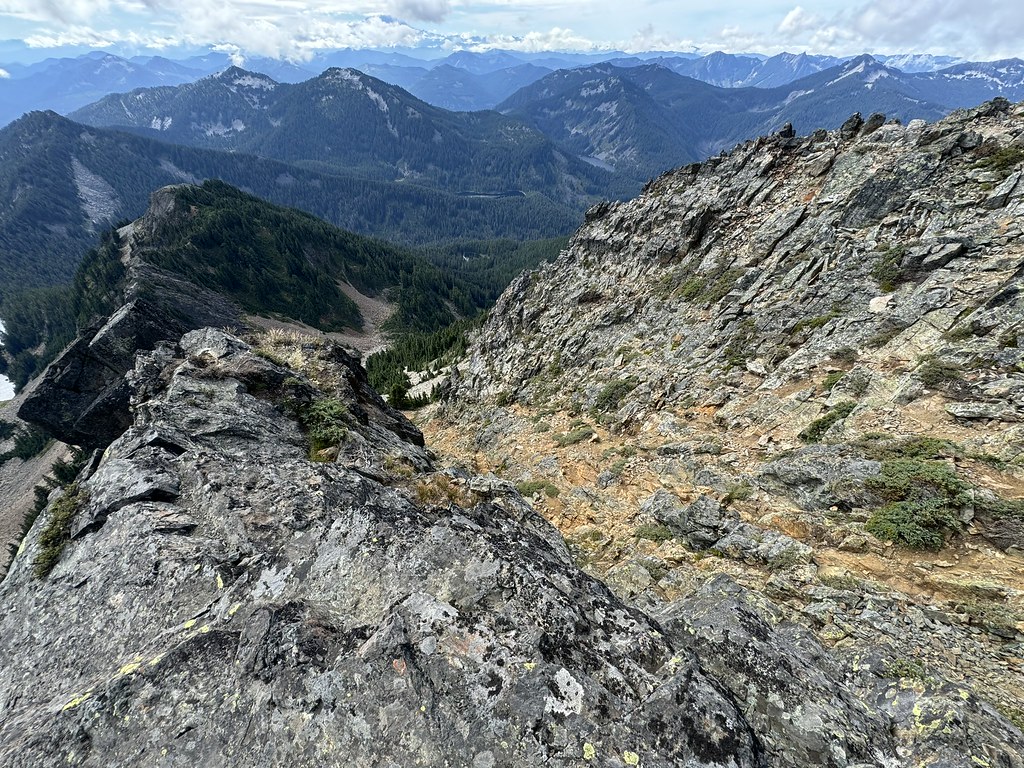 Looking down the final steep scramble to Kaleetan Peak