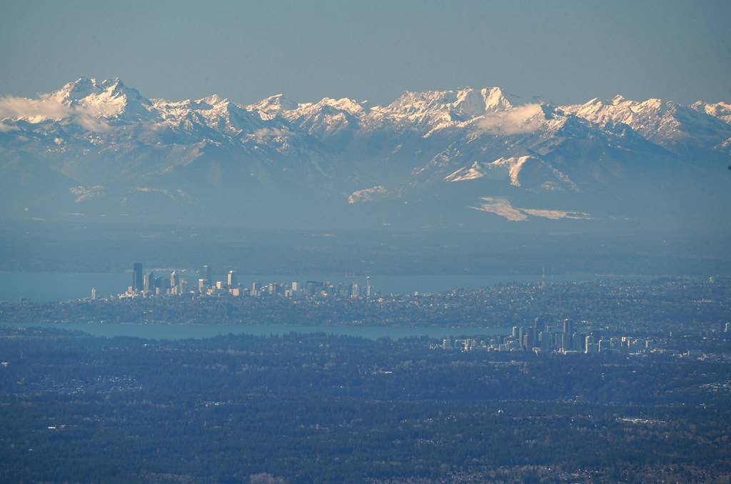 Olympics, Seattle and Bellevue from South Bessemer